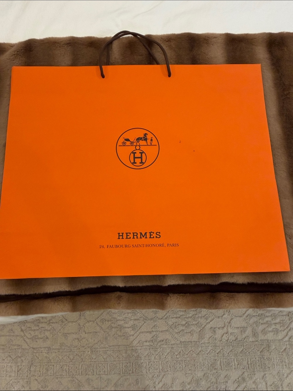 Oversized Hermes Orange Logo Shopping Bag